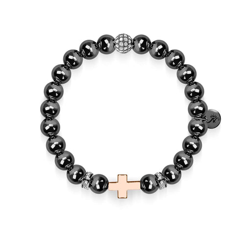 Rotguss und 18 Karat Roségold | Vergoldetes Kreuzarmband